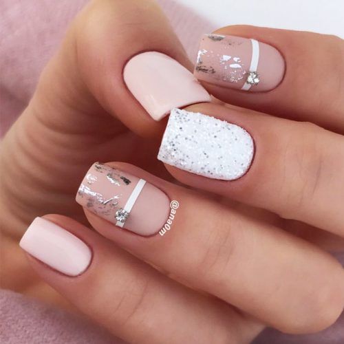 Homecoming Nails Designs Pink Lines Sparkle