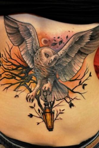 Owl Holding Lantern Tattoo Idea