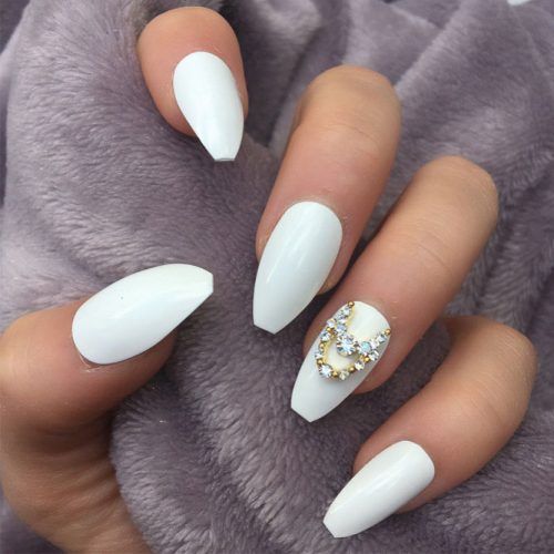 Stunning White Coffin Nail Designs