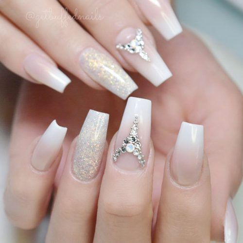 French Ombre White Coffin Nails