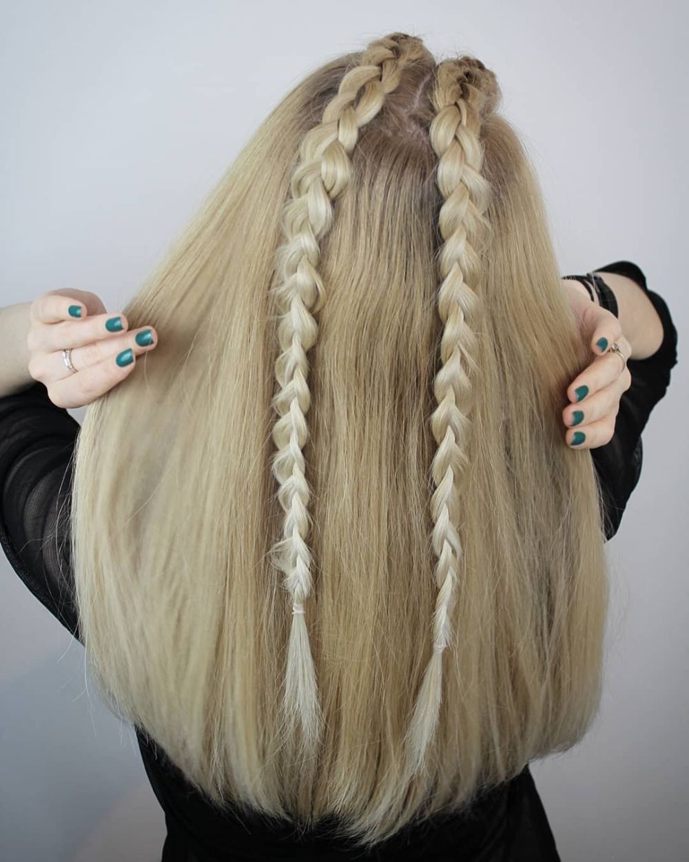 Thanksgiving hairstyles elegant double braids blonde hair