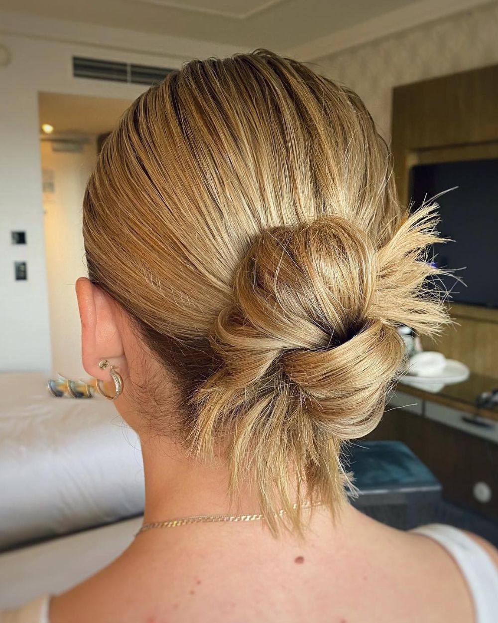 Thanksgiving hairstyles beautiful messy low bun hair