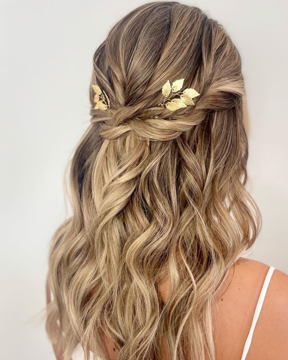 Thanksgiving hairstyles elegant gold half-updo hair