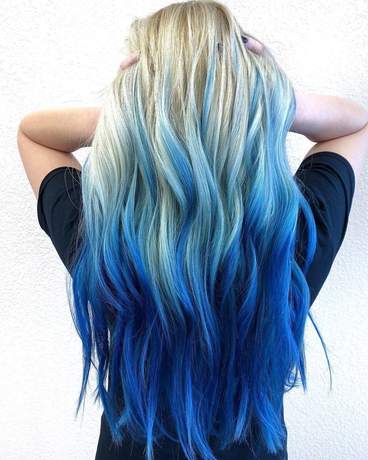 Blonde Hair with Reverse Blue Ombre