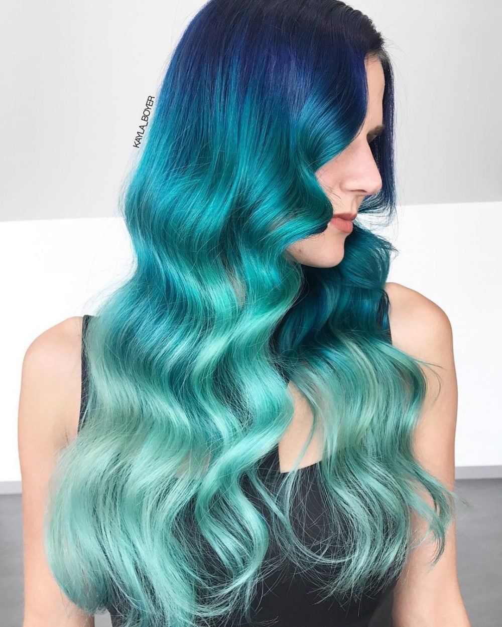 Blue to Mint Green Mermaid Ombre Hair