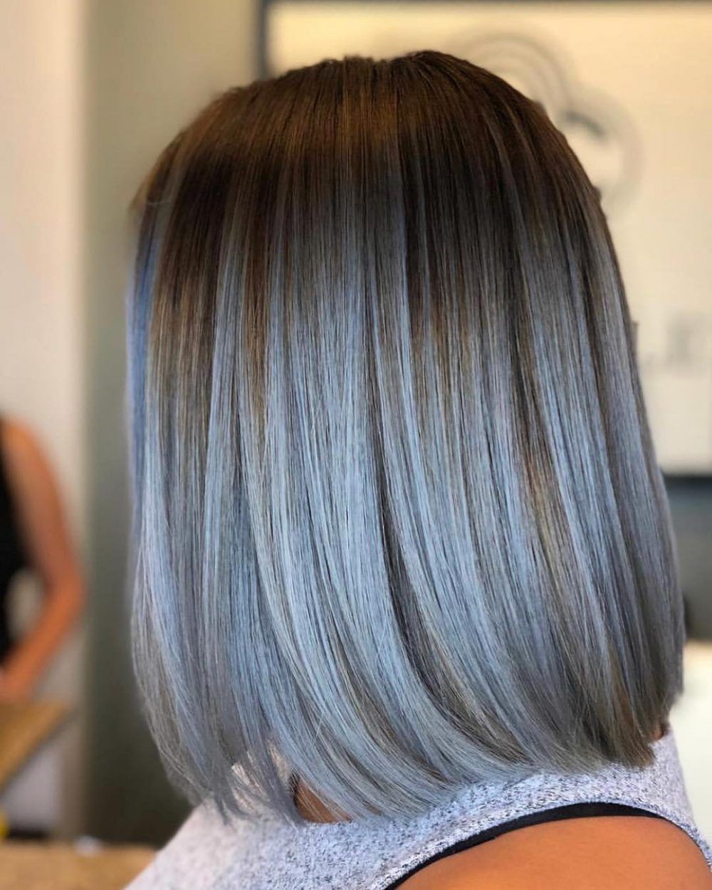 Brown to Light Blue Ombre Hair Color