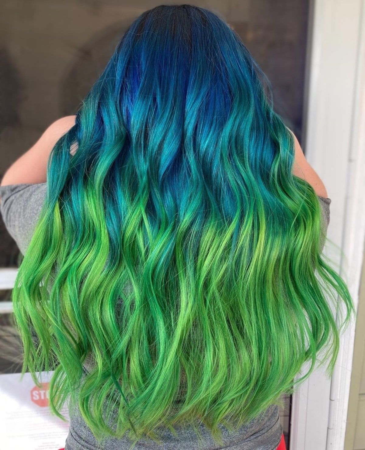 Dark Blue to Green Ombre Hair Color