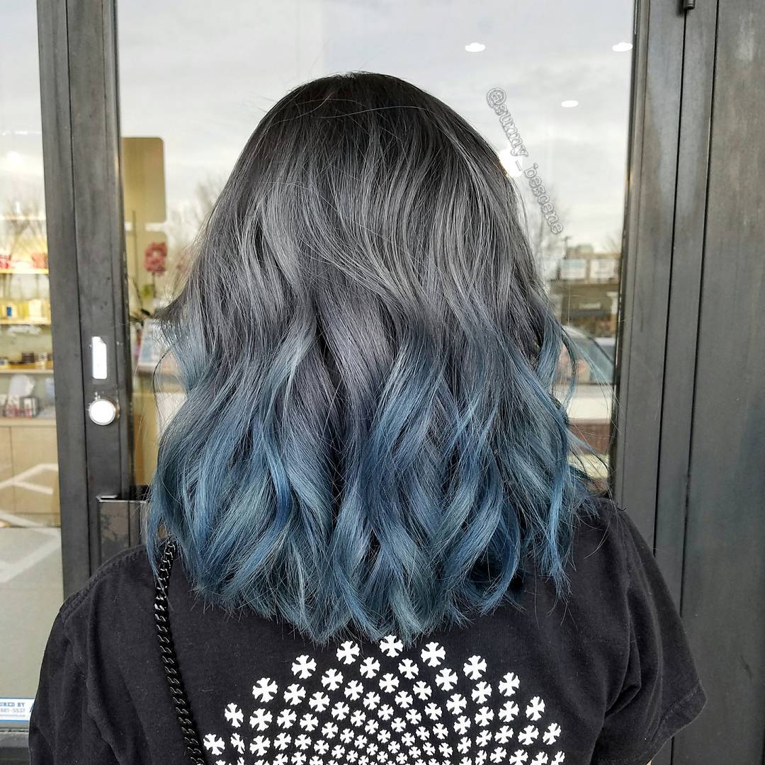 Dark Silver to Blue Ombre