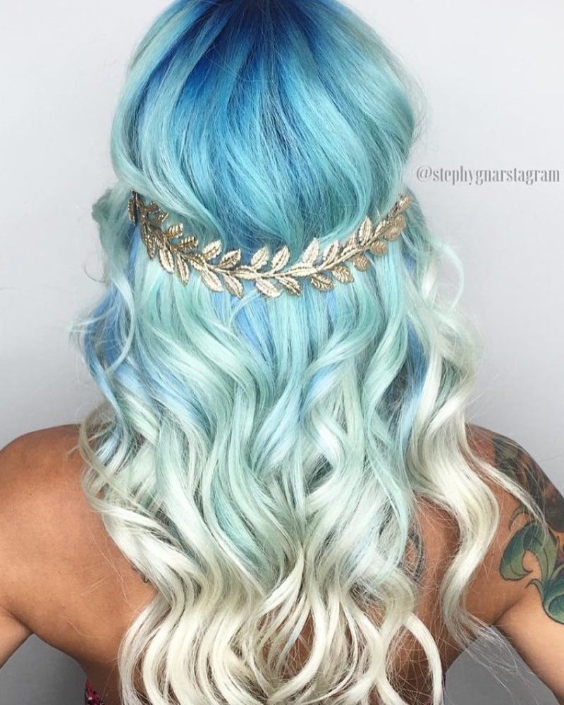 Platinum White And Sky Blue Ombre