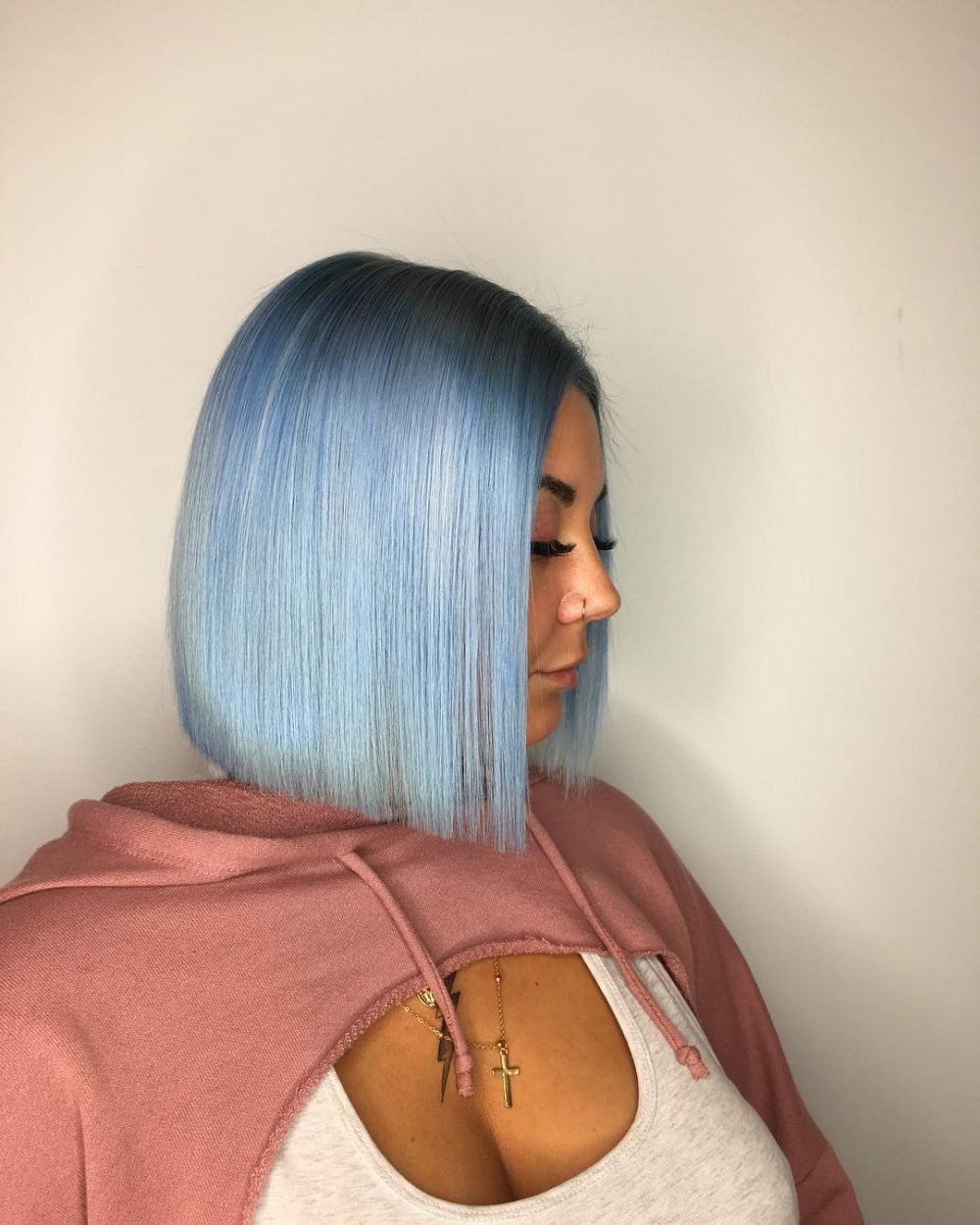 Shoulder-Length Pastel Blue Ombre Bob