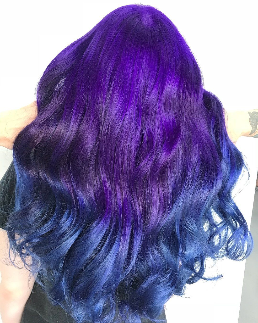 Violet to Dark Blue Ombre Hair Color